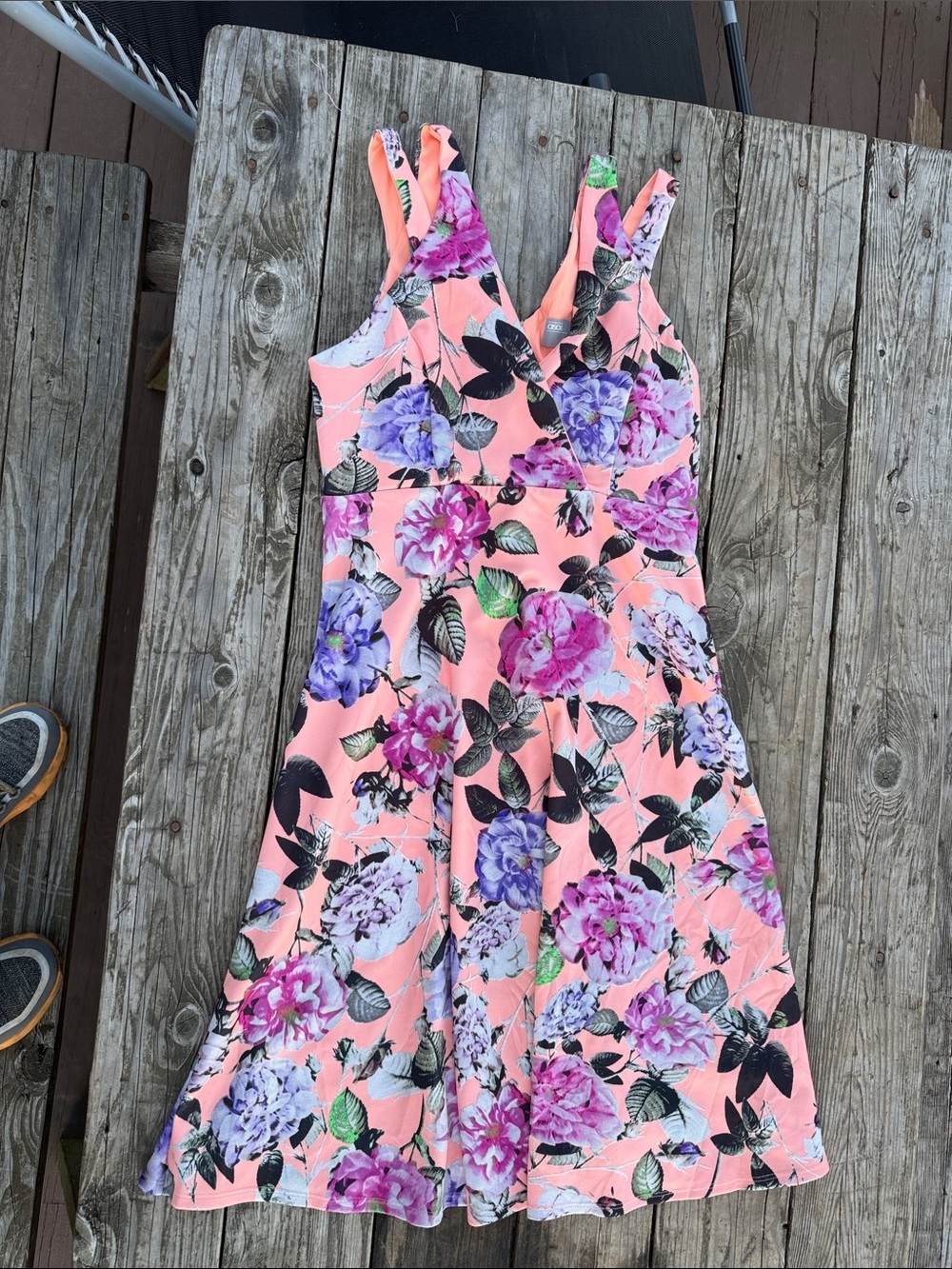 ASOS Coral/Peach Floral Faux Wrap MIDI Dress size 8